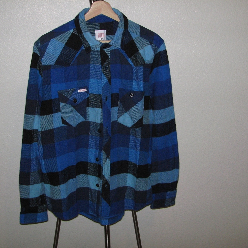 Topo Designs blue plaid heavy work shirt